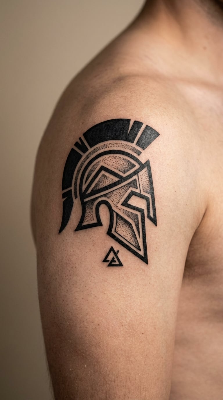 Spartan Helmet Strength Symbol Tattoo
