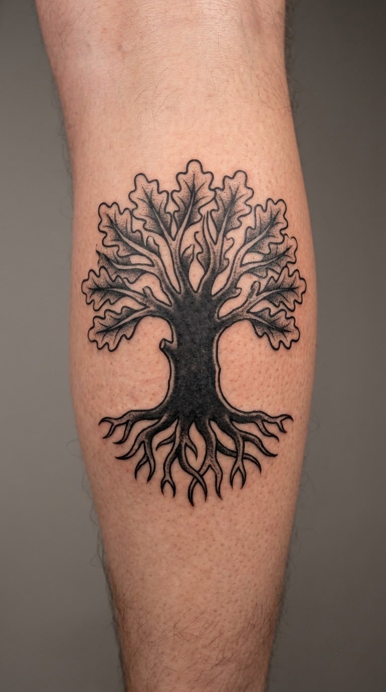 Oak Tree Strength Symbol Tattoo