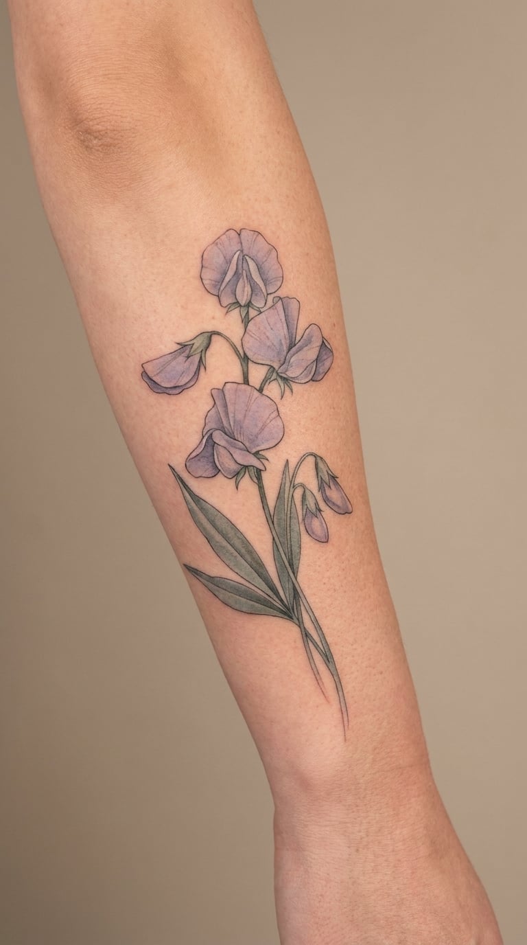 Lavender Sweet Pea Spray on the Back of the Arm