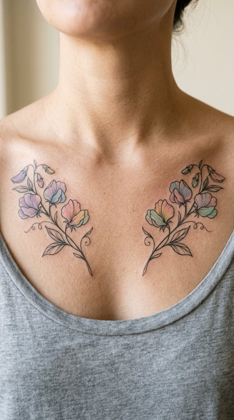 Pastel Rainbow Sweet Pea Pair on the Chest