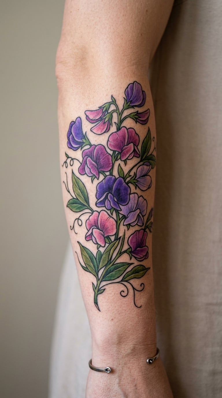 Traditional Sweet Pea Cluster in Full Colour