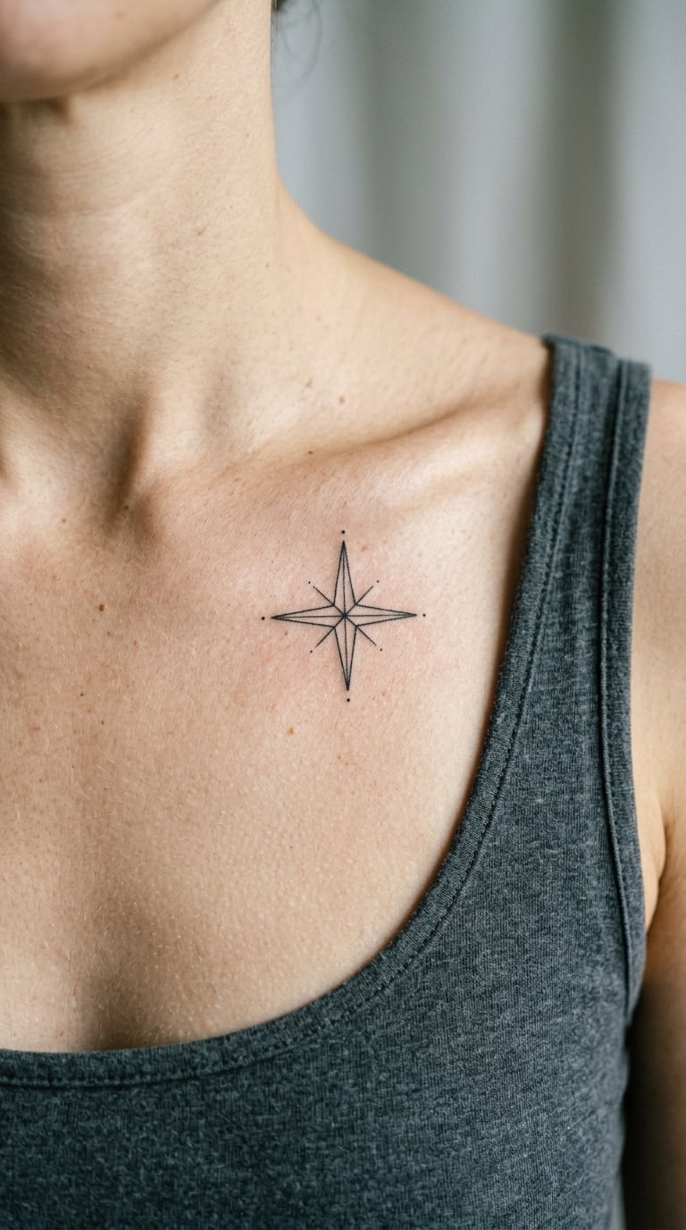 Mini Compass Rose on the Chest