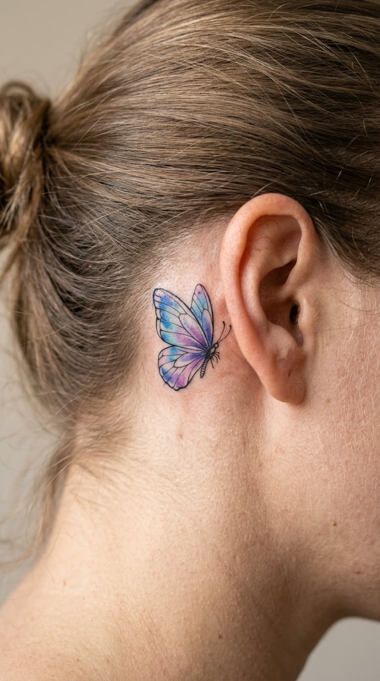 Watercolor Butterfly Behind the Ear