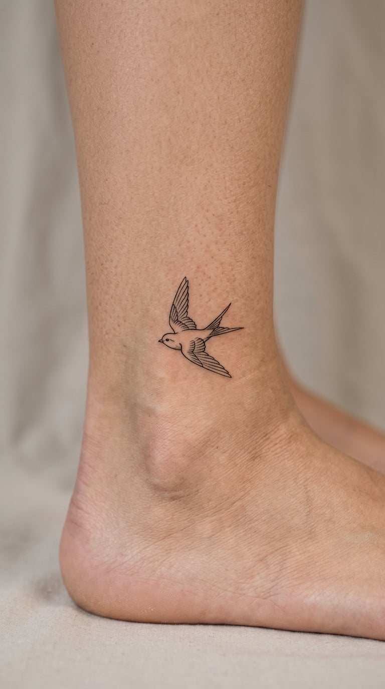 Tiny Bird in Flight on the Foot