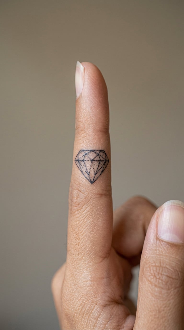 Dotwork Diamond on the Finger