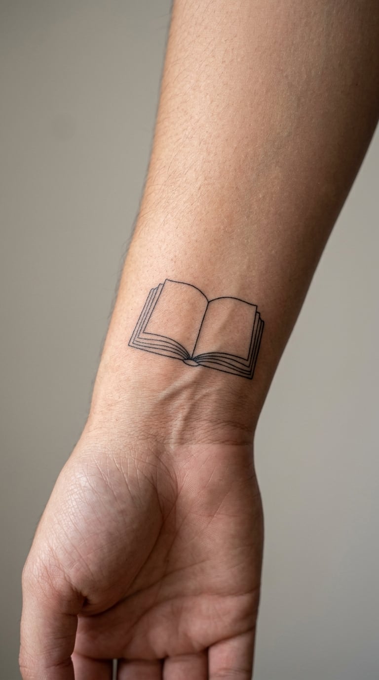 Tiny Open-Book Design on the Side of the Wrist