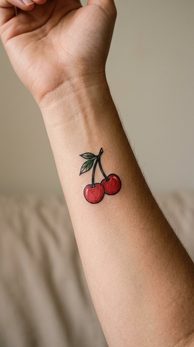 Small Cherry Pair on the Forearm