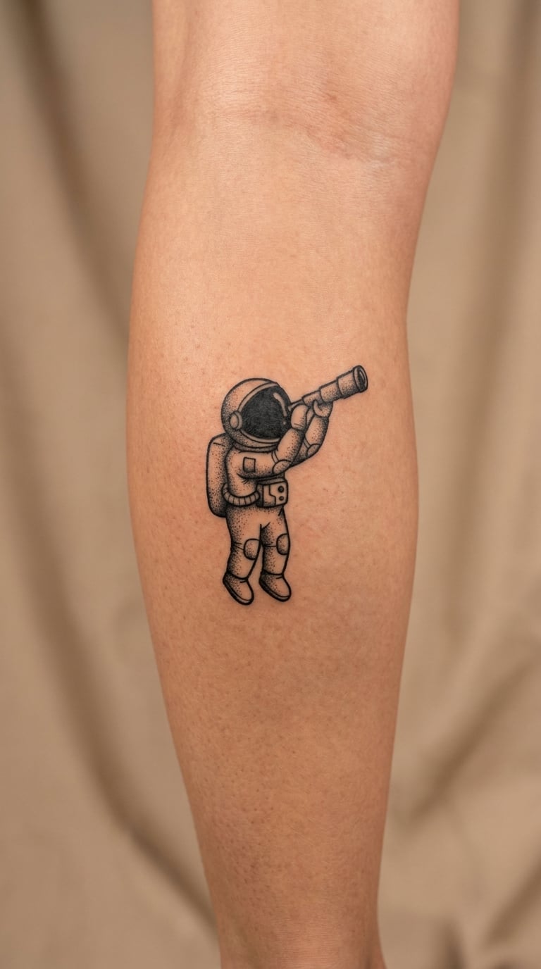 Astronaut Holding a Telescope