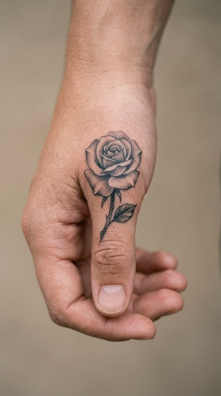 Single Rose in Black-and-Grey Realism