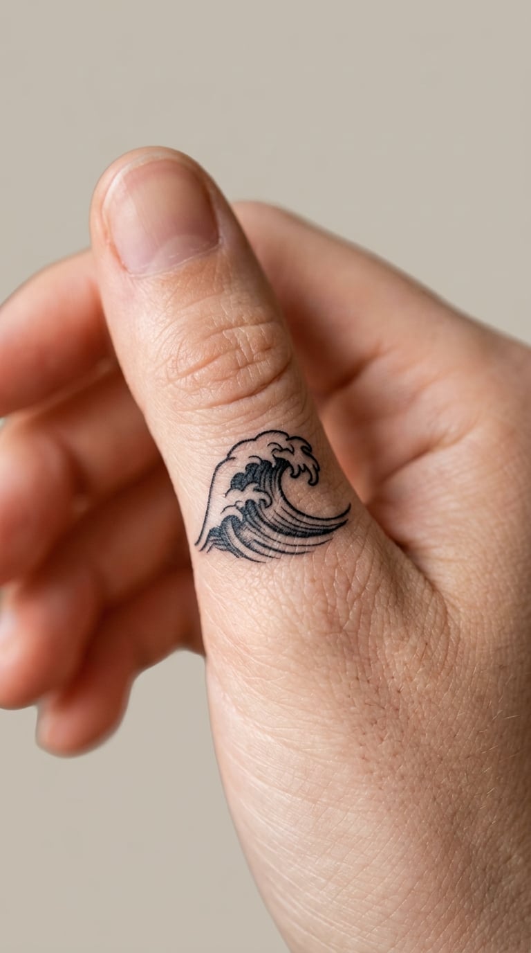 Single Ocean Wave in Blackwork
