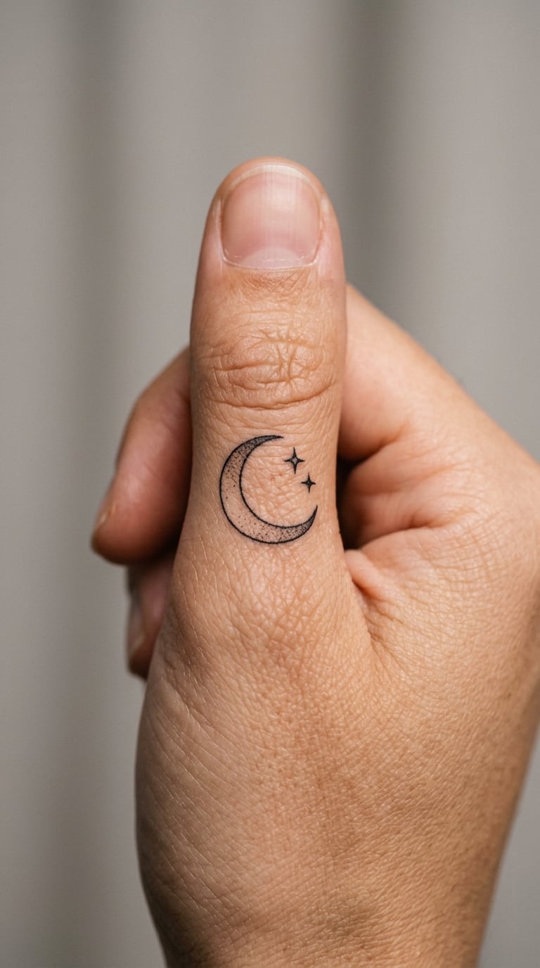 Crescent Moon With Fine Star Detail