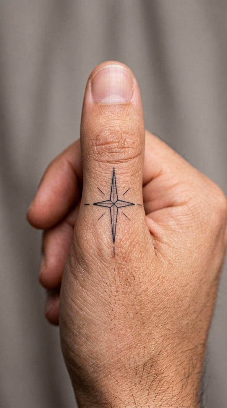 North Star With Clean Compass Rays