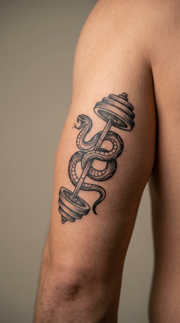 Snake Wrapping Around a Barbell