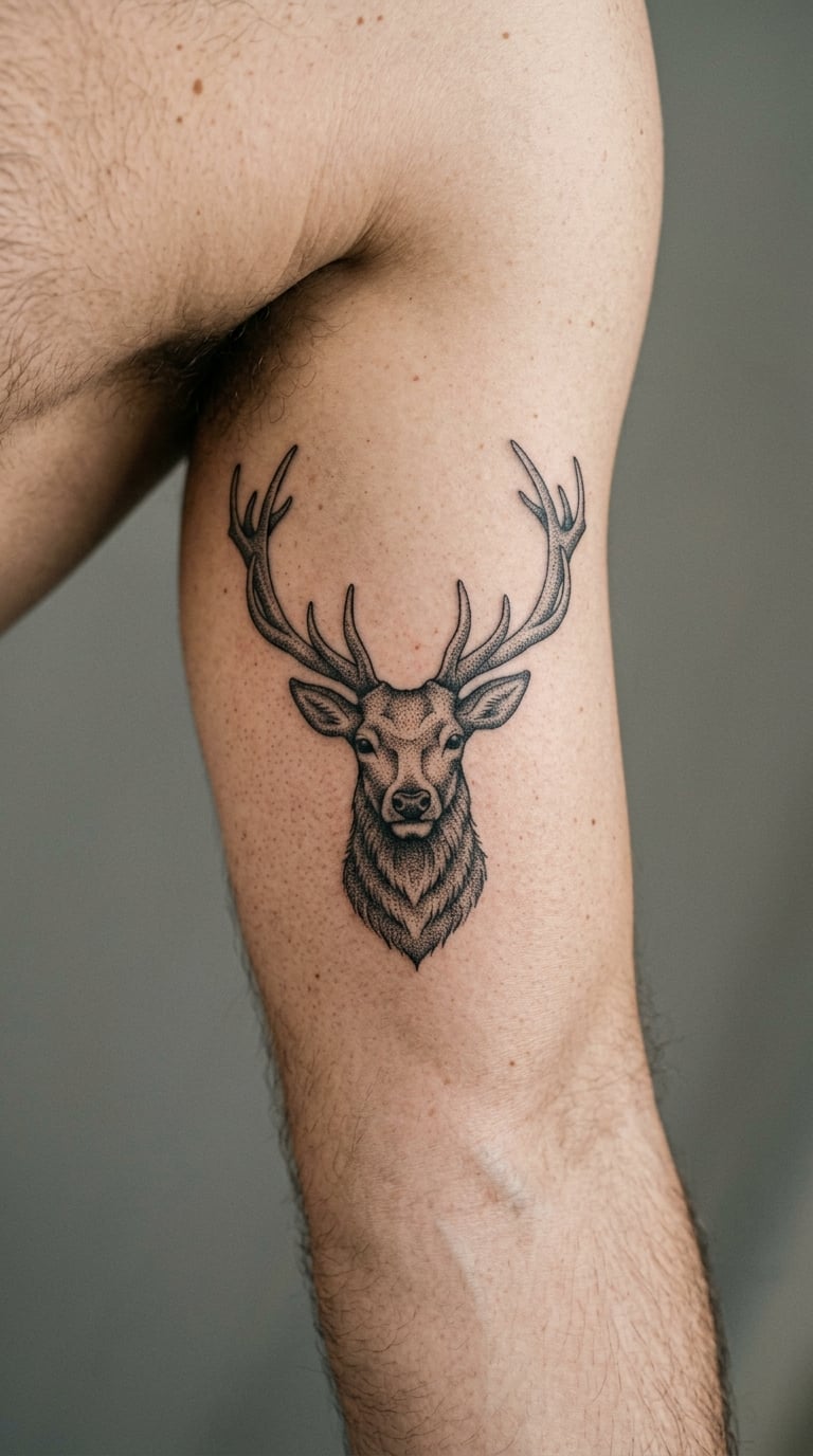 Stag Head in Dotwork