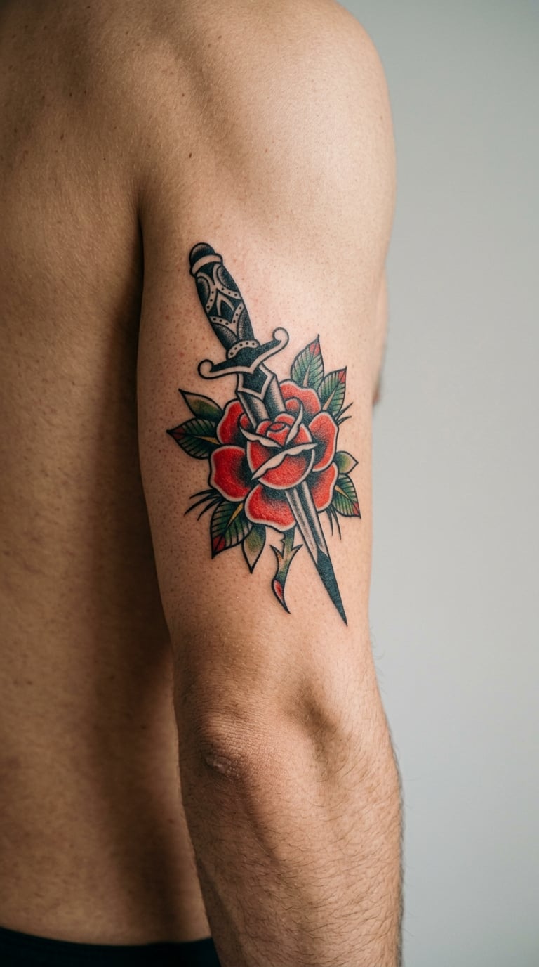 Traditional Rose and Dagger
