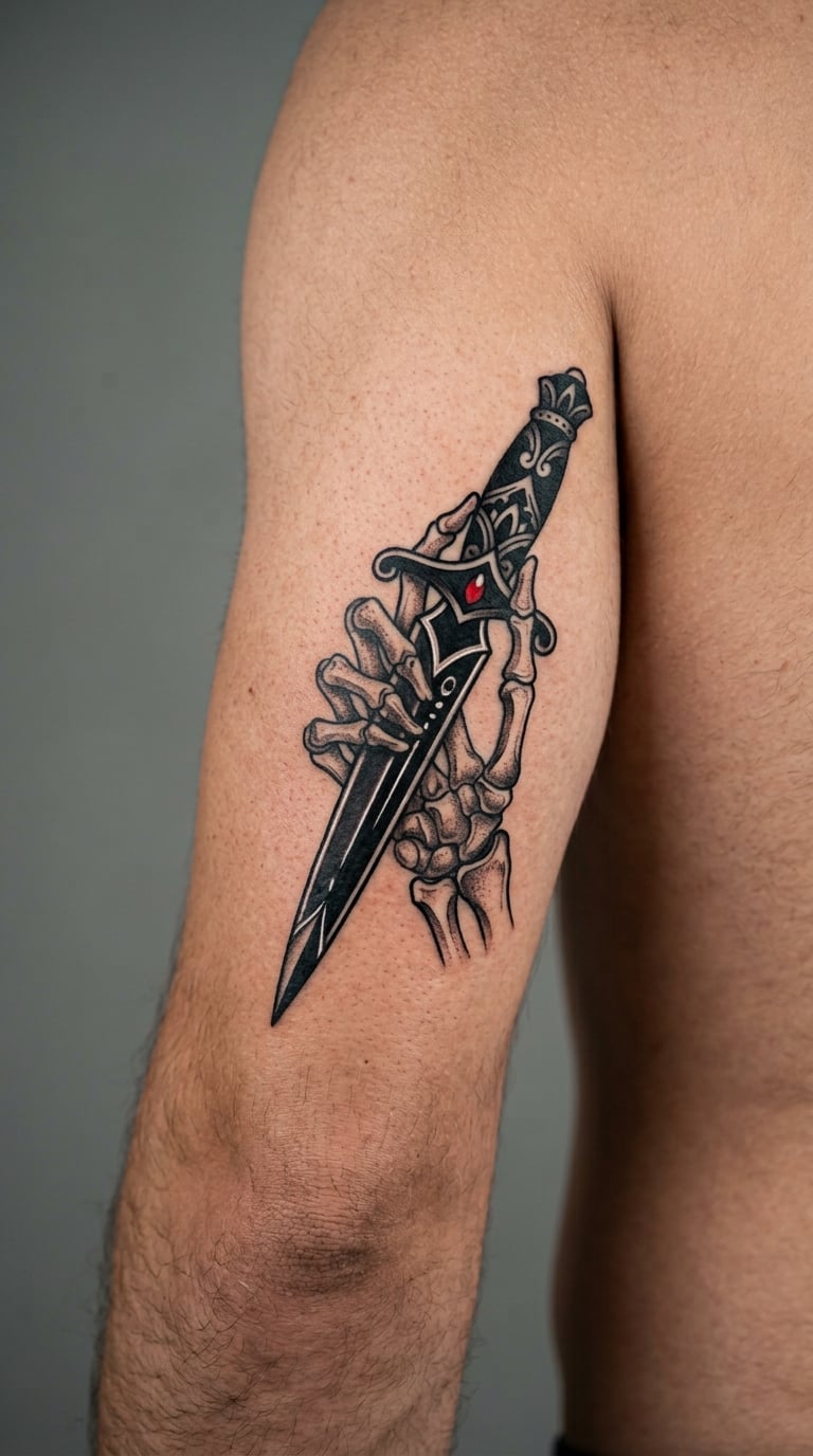Skeleton Hand Holding a Dagger