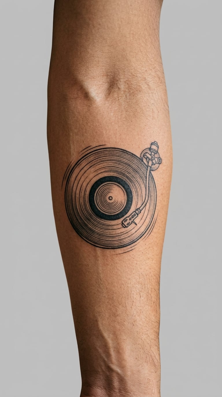 Spinning Record with Fine-Line Tonearm