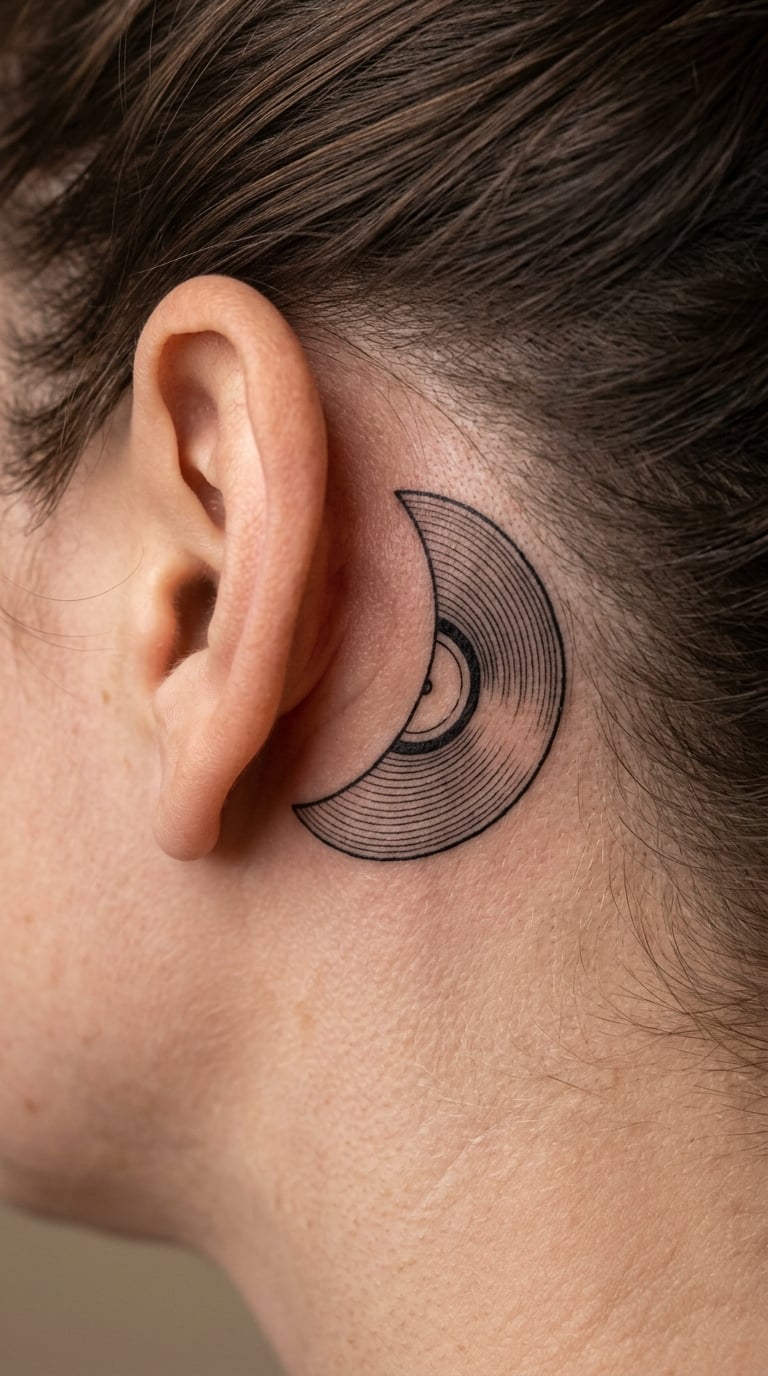 Crescent Record with Grooves Following the Curve