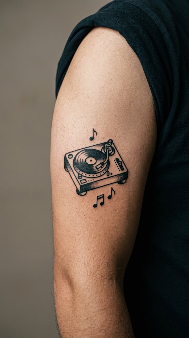 Record Player with Music Notes