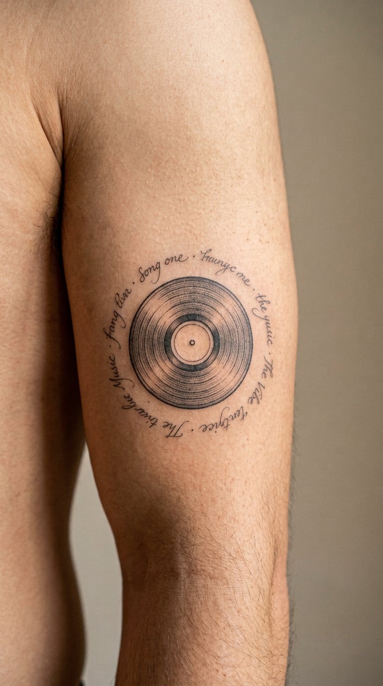 Handwritten Track List Around a Disc