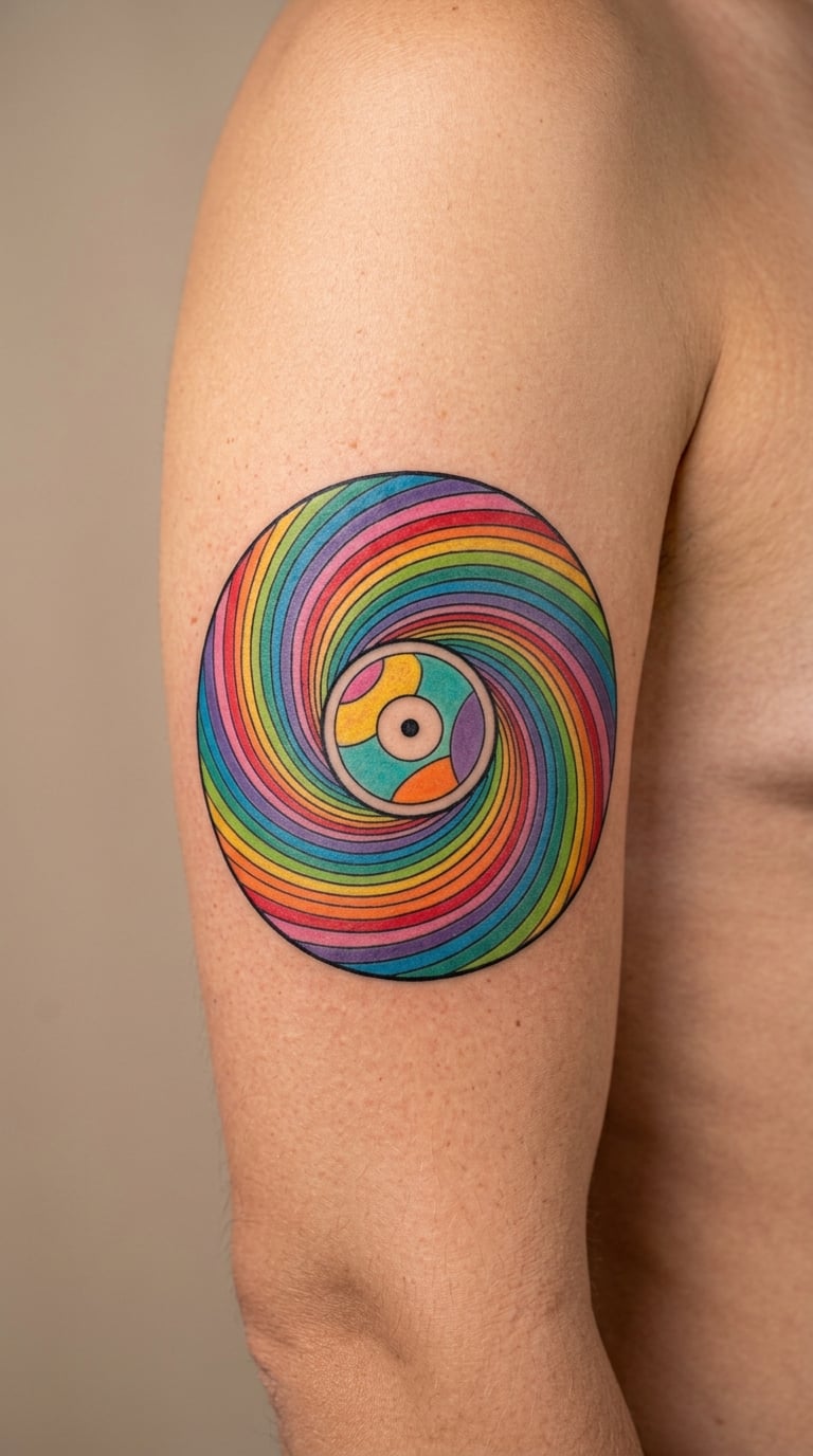 Groovy Record with Rainbow Grooves