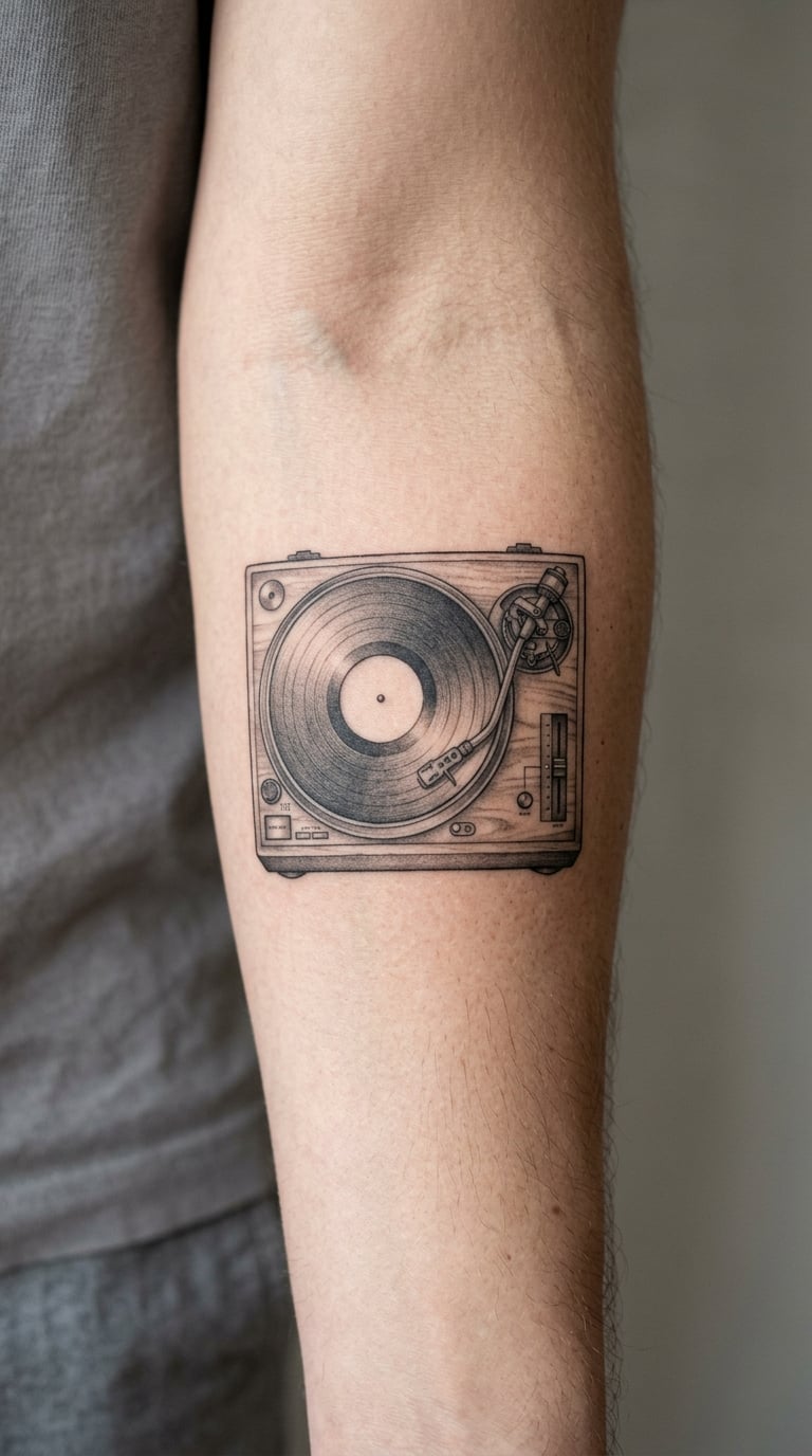 Micro-Realism Record Player Close-Up