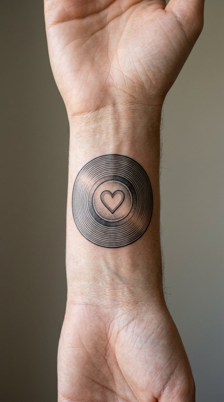 Floating Heart on a Grooved Disc
