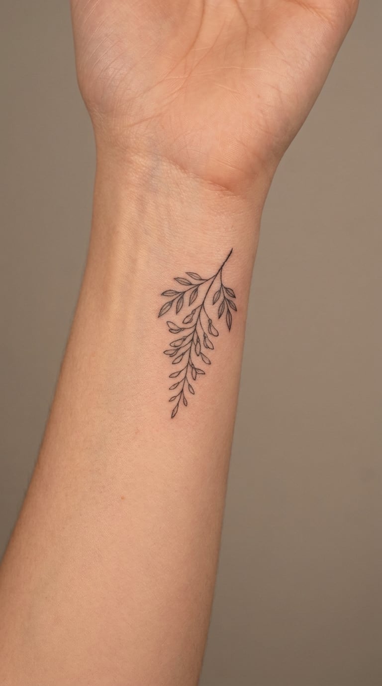 Minimal Wisteria Stem on the Wrist