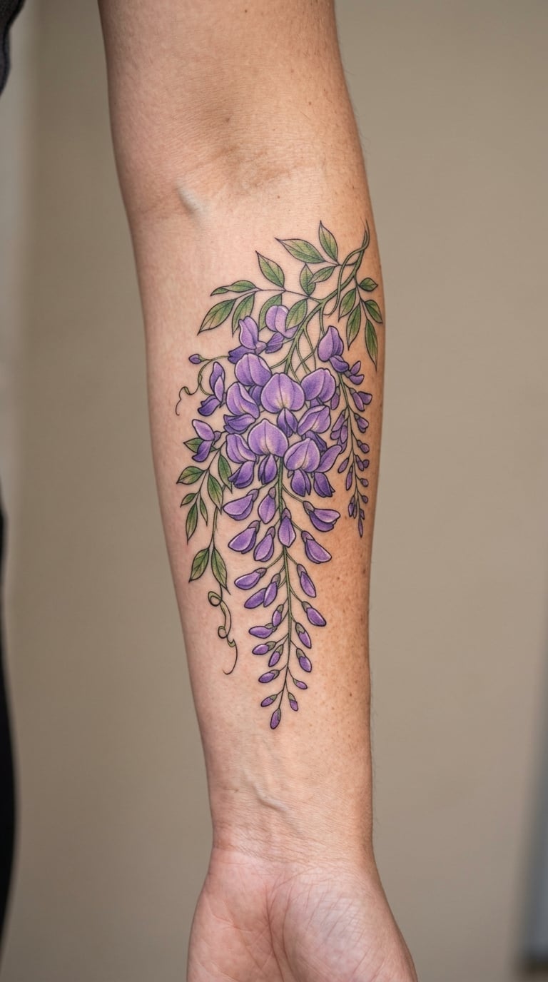 Purple Wisteria Cascade in Realism
