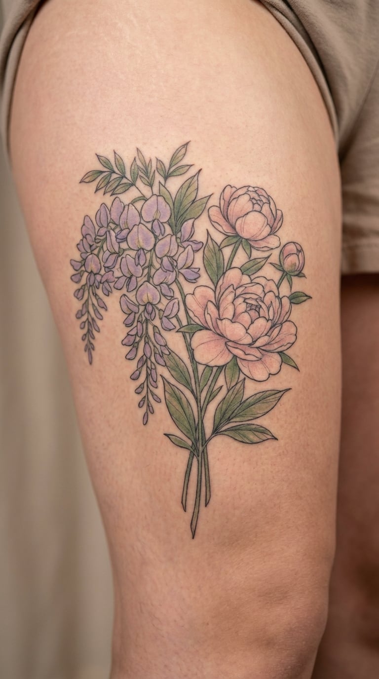 Wisteria and Peony Bouquet