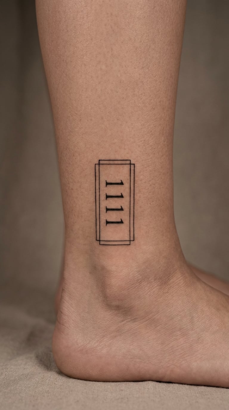 Four-Lined 1111 Ankle Tattoo