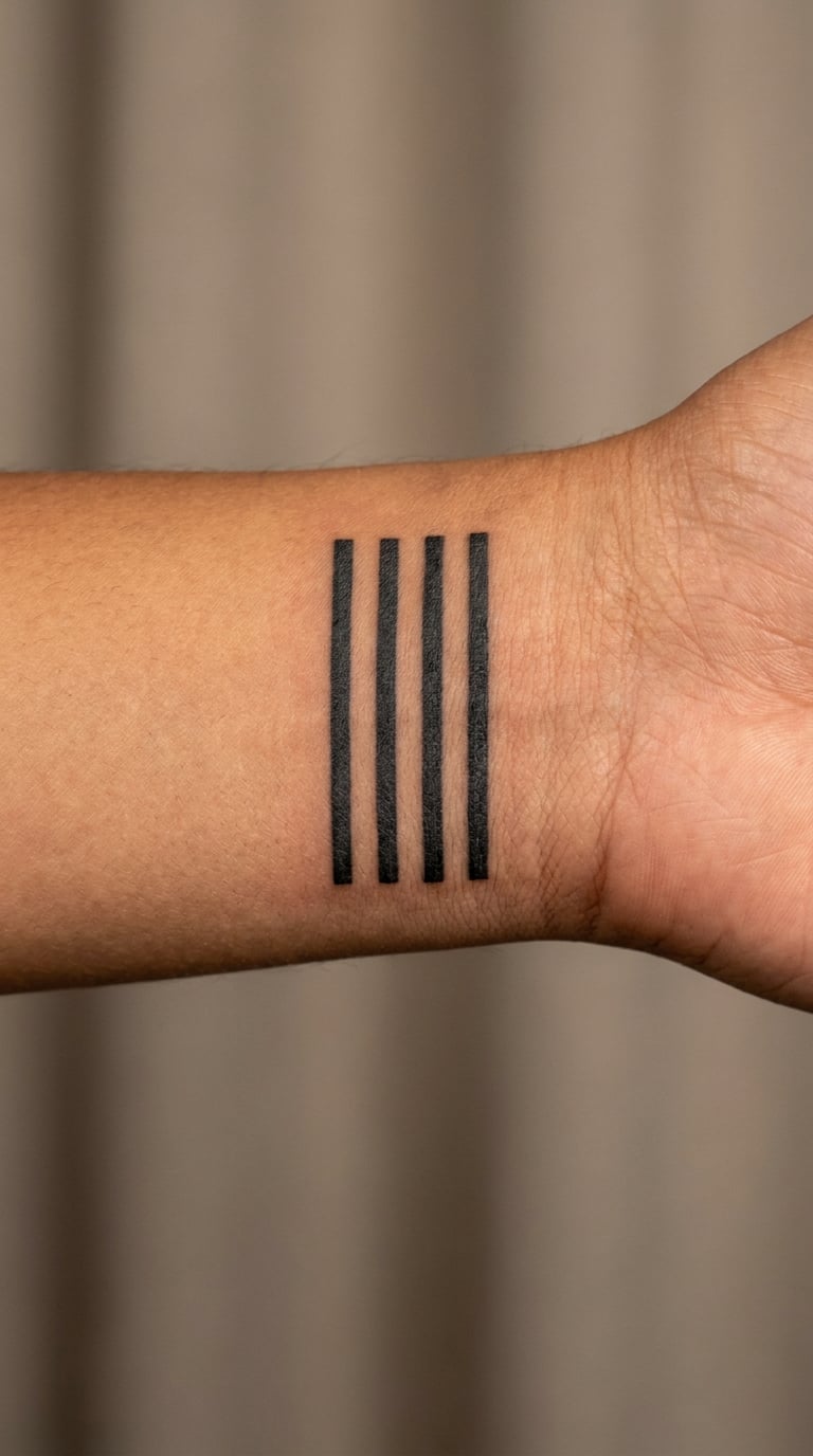 Four Vertical Blackwork Bars