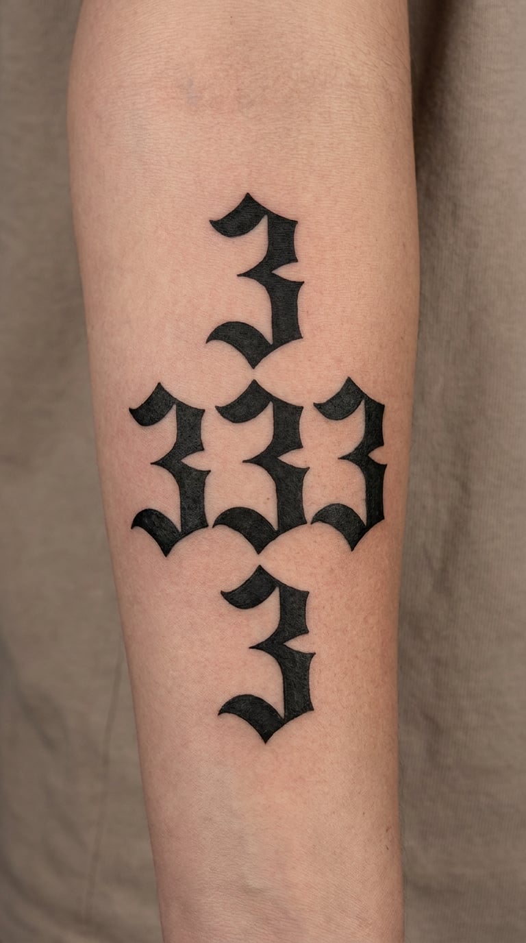 Blackwork 333 in a Gothic Style