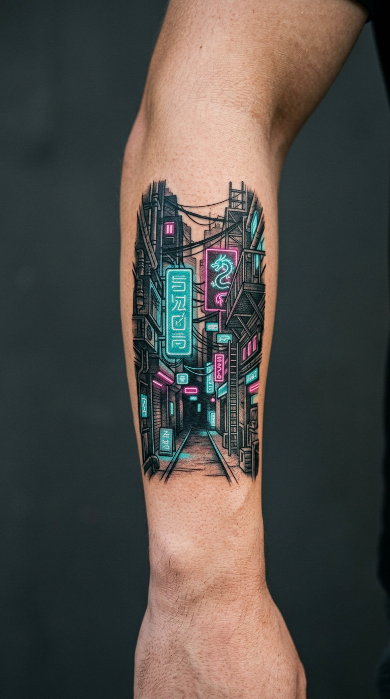 Cyberpunk Tokyo Alley Sign