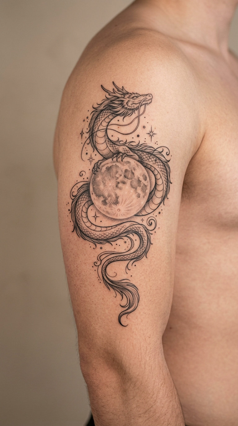 Celestial Dragon and Moon