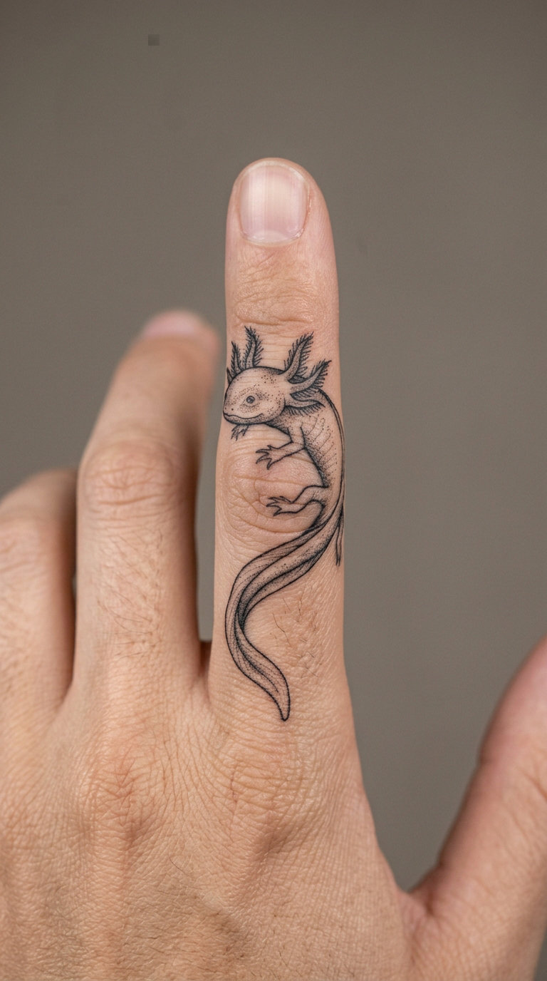 Axolotl Wrapped Around a Finger
