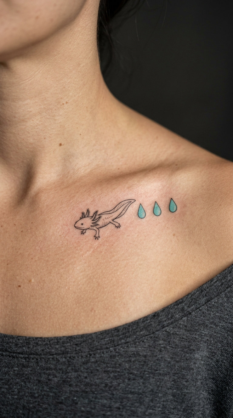 Axolotl and Three Water-Drop Shapes