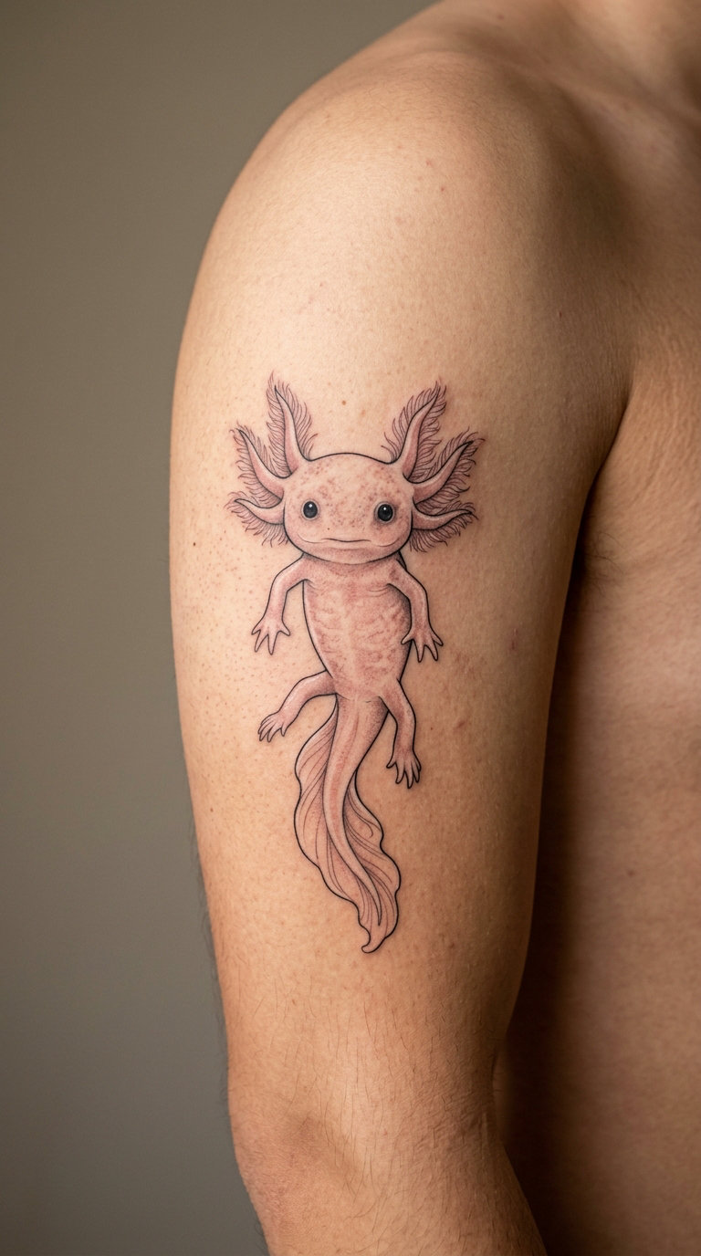 Realistic Pink Axolotl Portrait