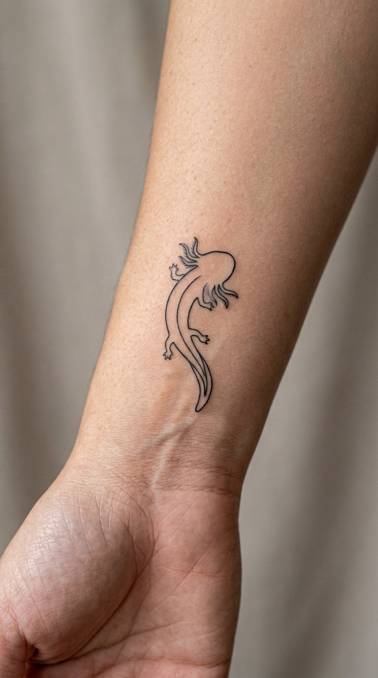 Minimal Line-Art Axolotl