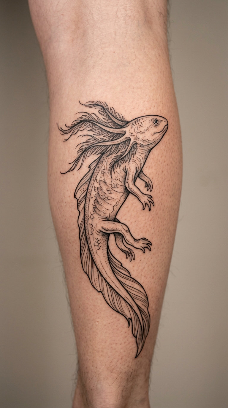 Leaping Axolotl on the Calf