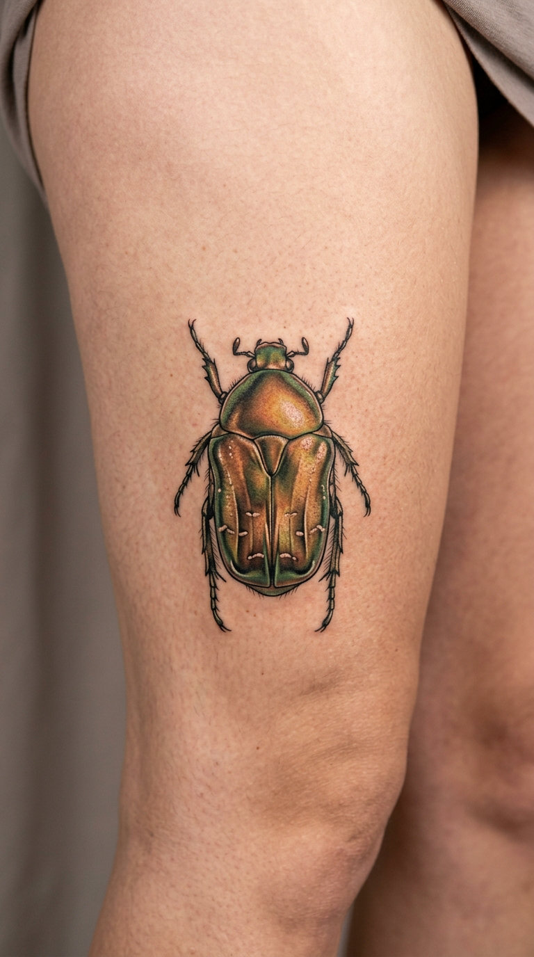 Rose Chafer Beetle in Color on the Thigh