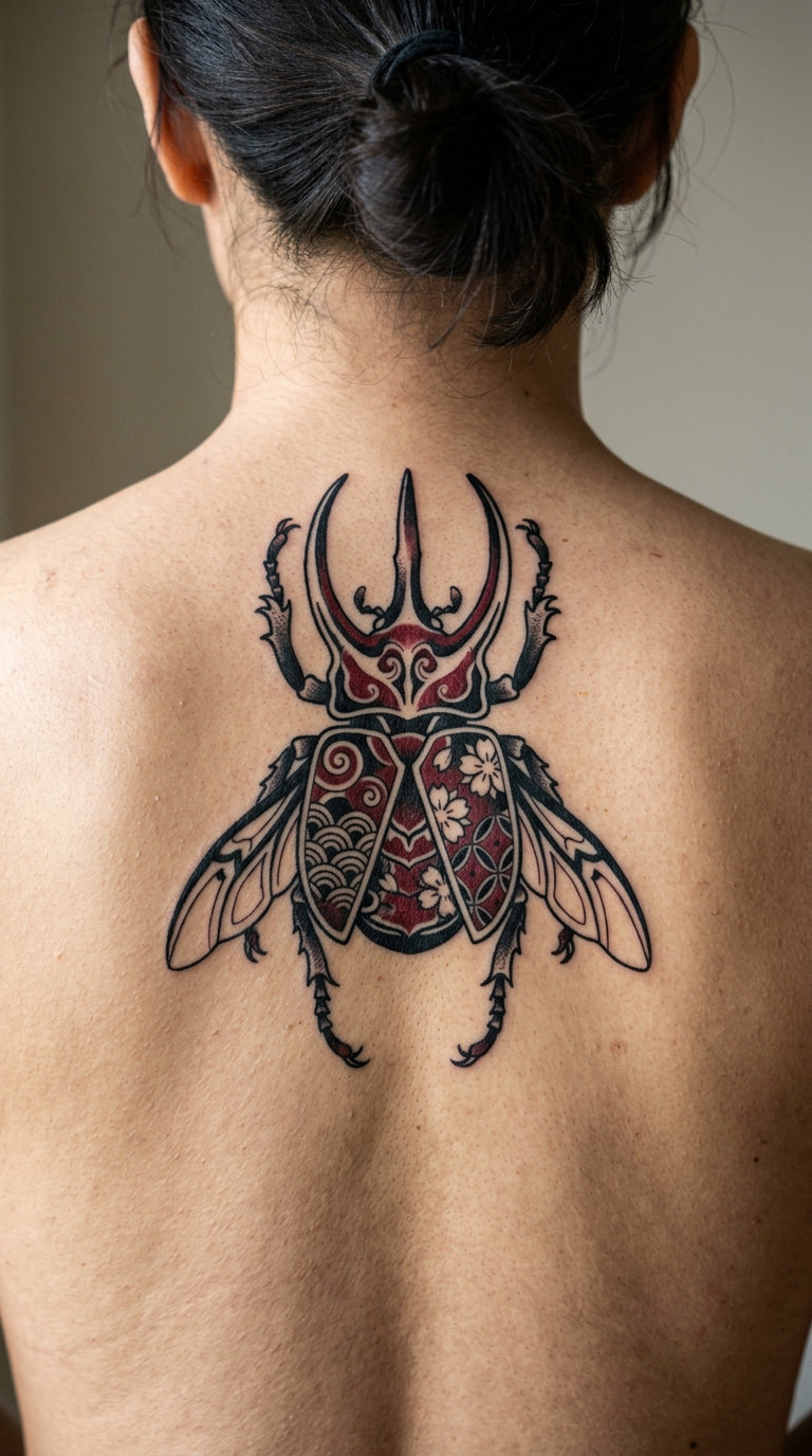 Japanese-Style Kabuto Beetle on the Back