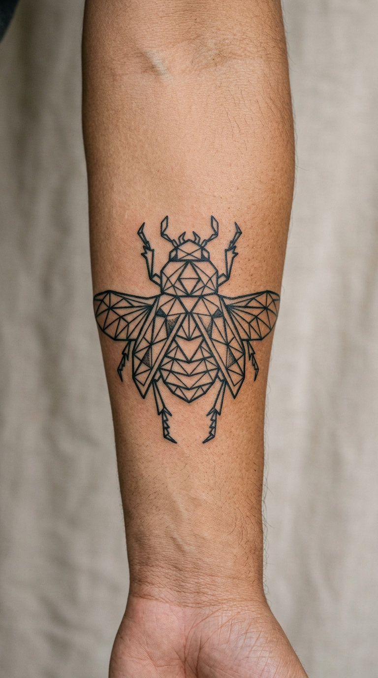 Geometric Beetle on the Forearm
