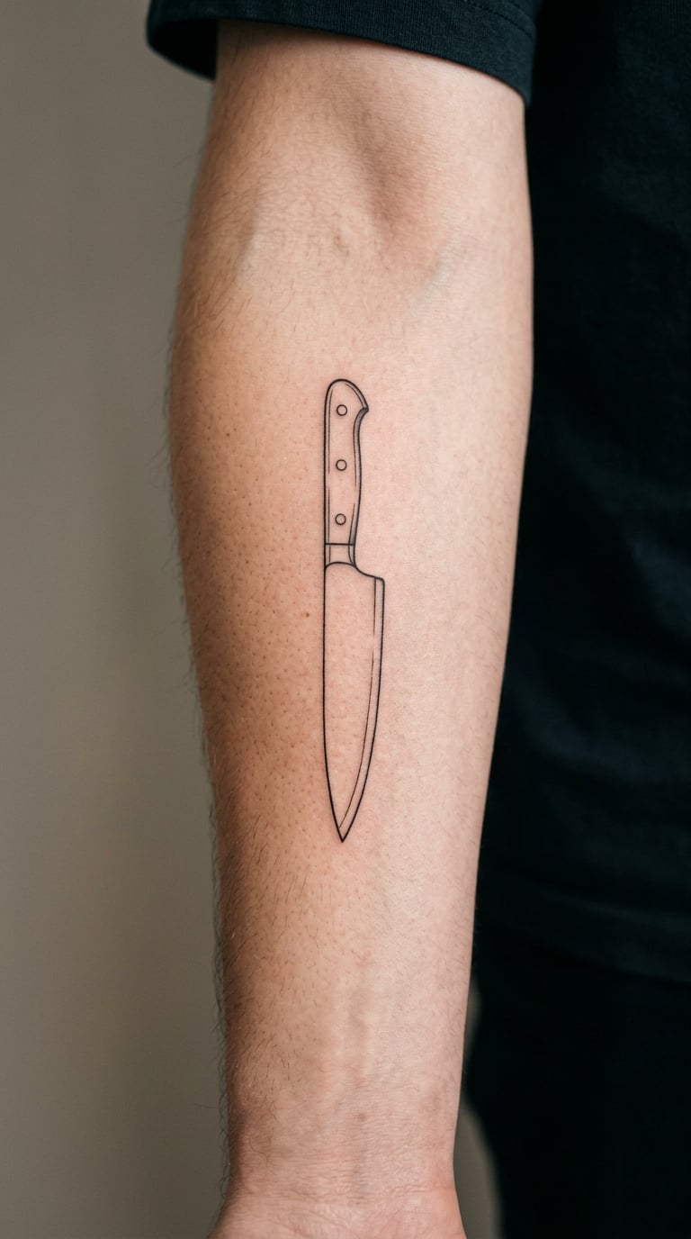 Fine-Line Chef Knife on the Forearm