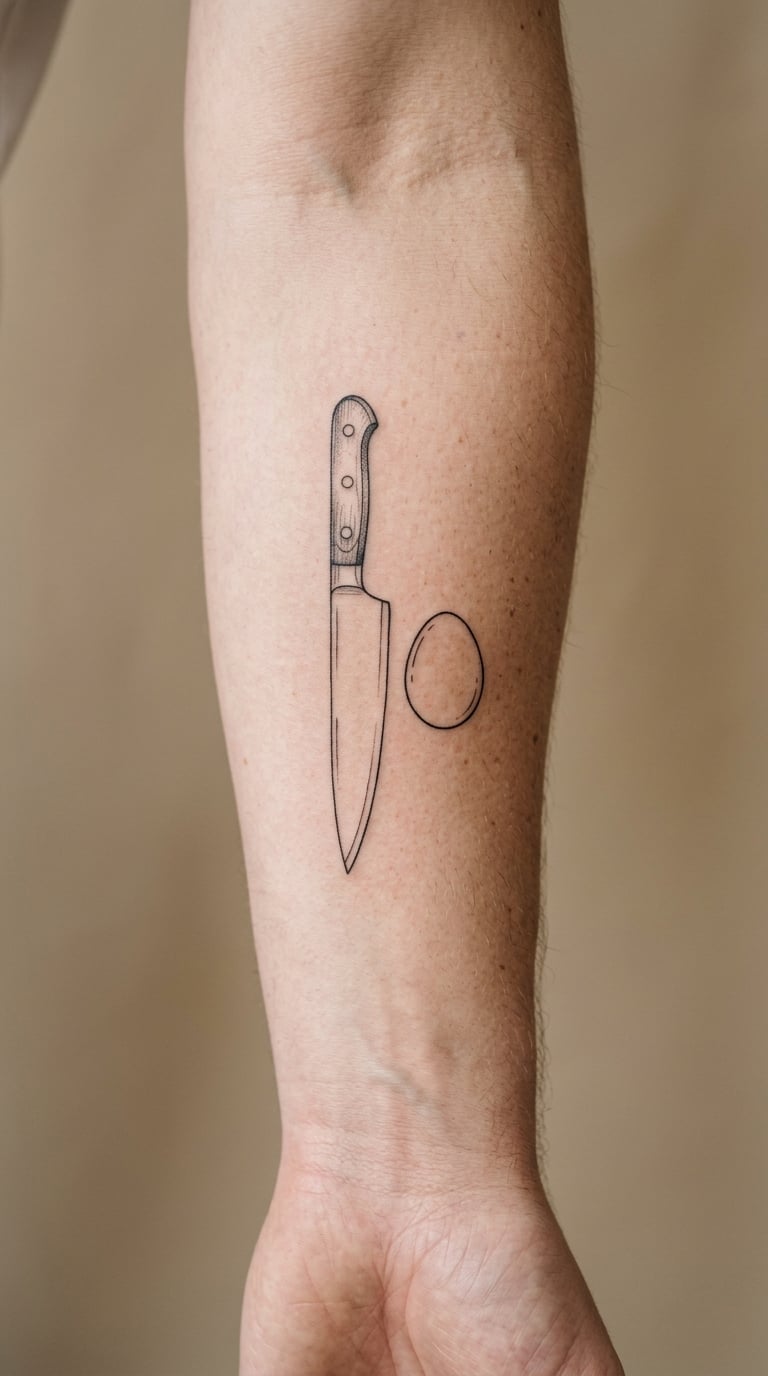 Chef Knife and Egg Tattoo