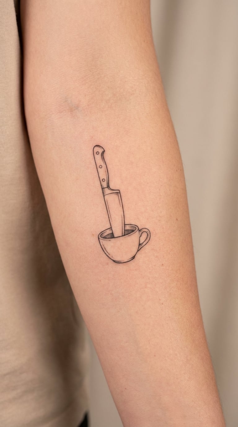 Chef Knife with Coffee Cup
