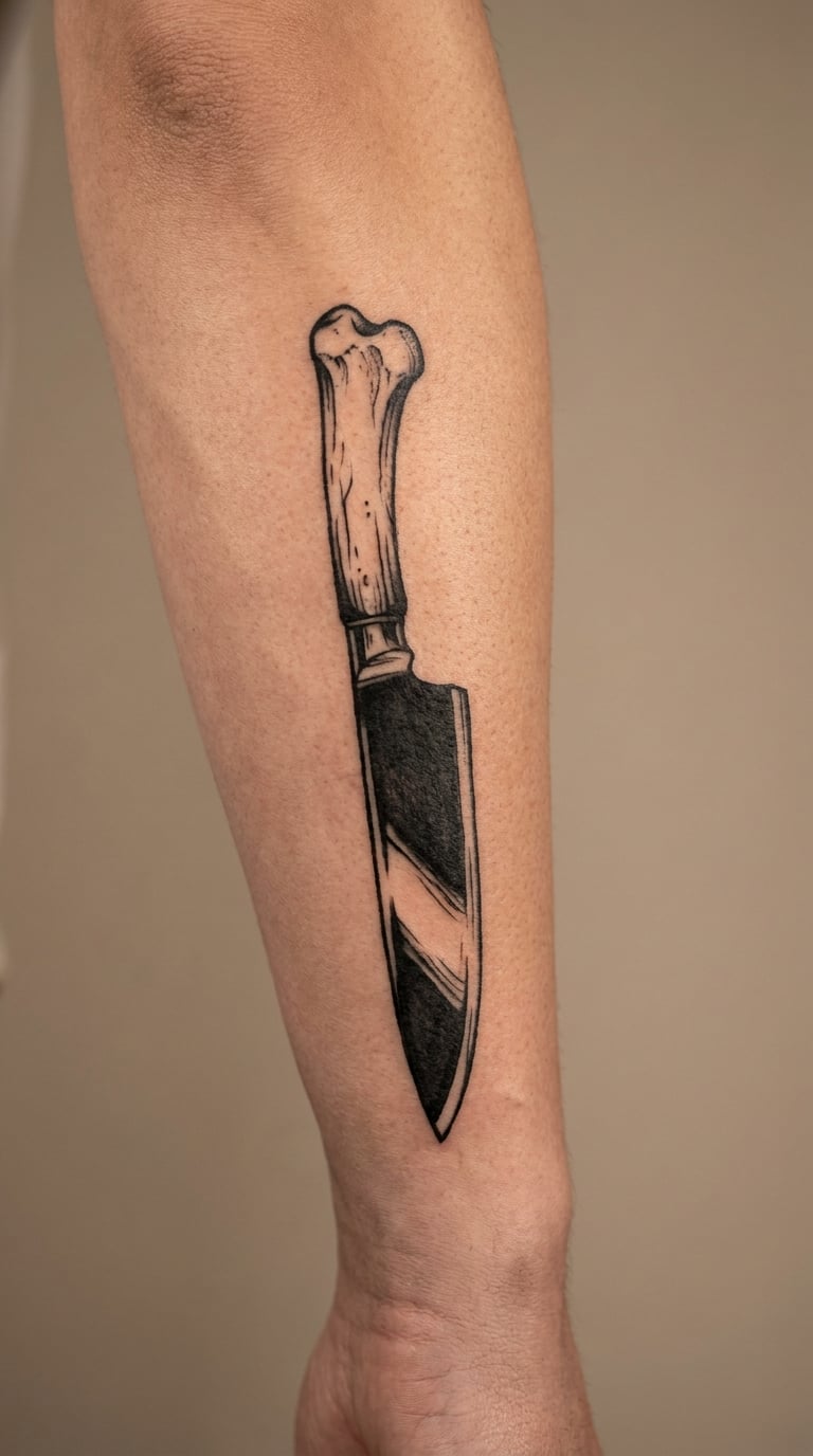 Blackwork Chef Knife with Bone Handle
