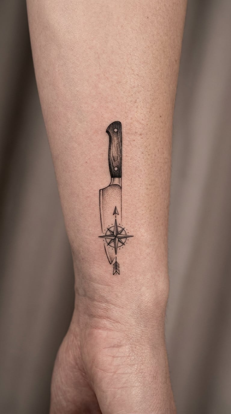Chef Knife with Small Compass