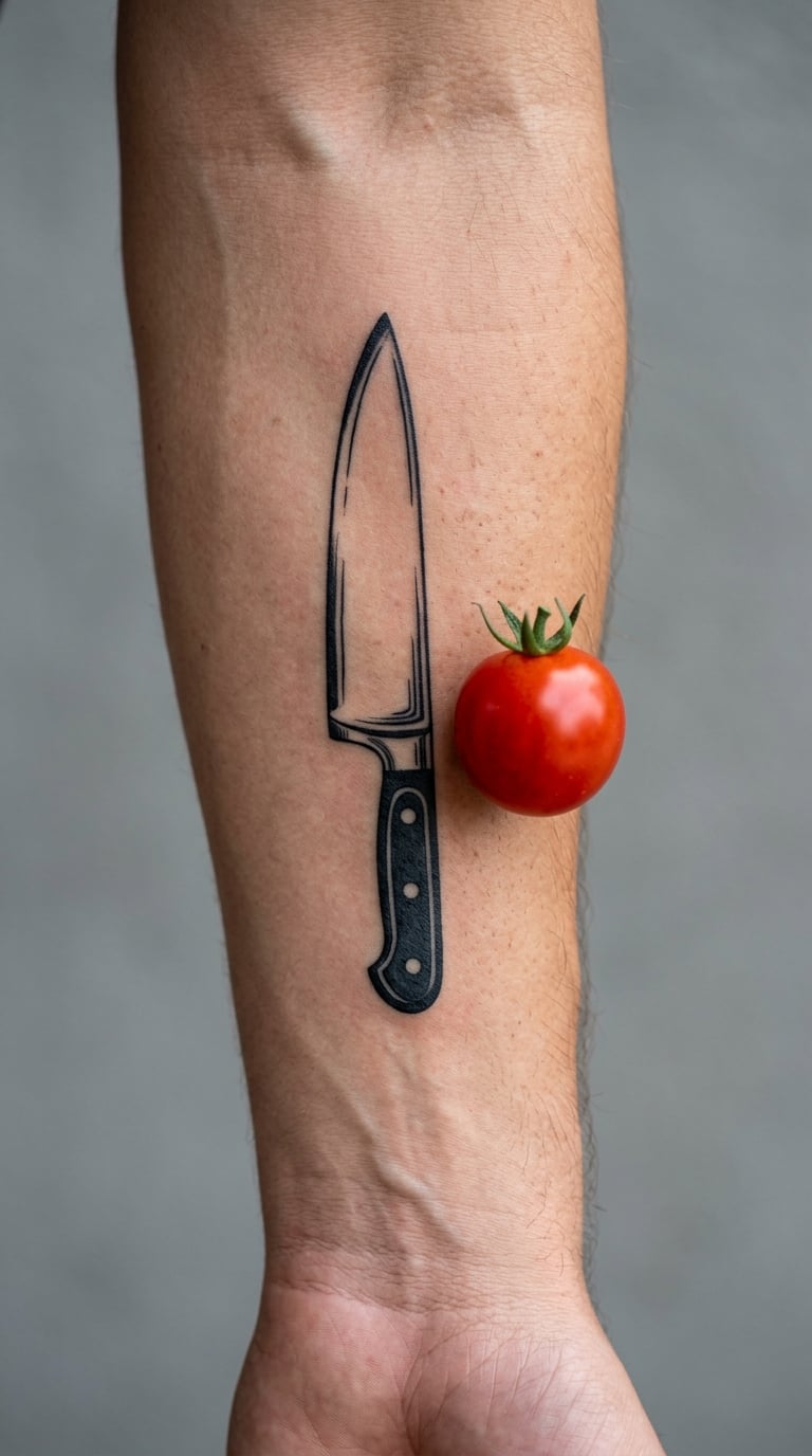 Chef Knife with Small Tomato