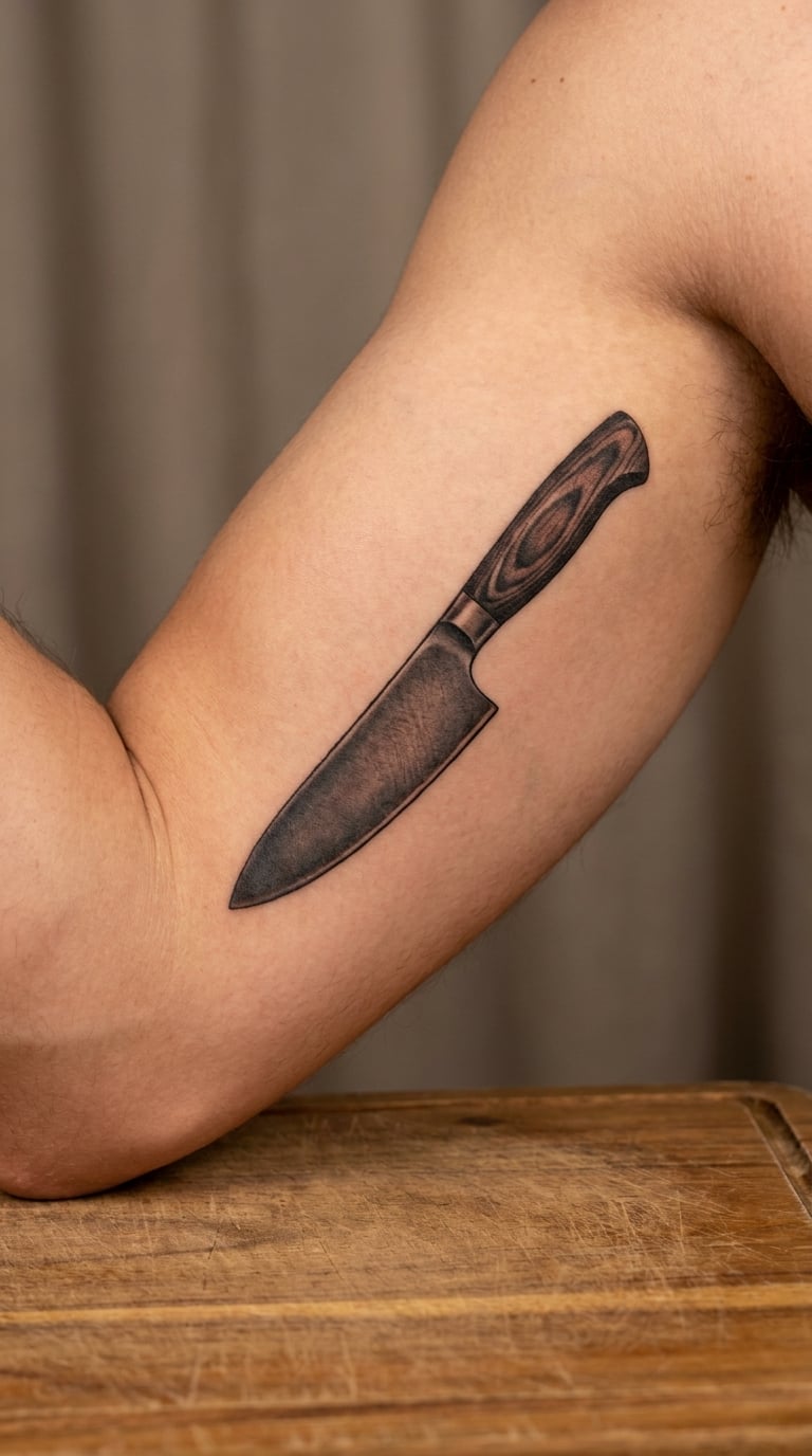 Realistic Chef Knife with Wooden Board